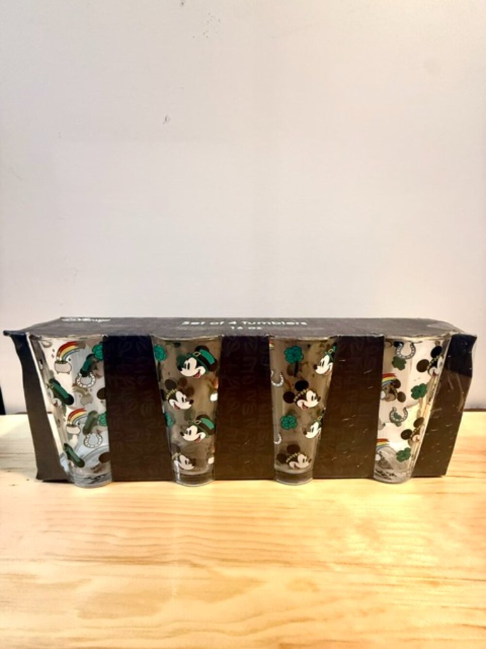 Disney Mickey Minnie St Patrick’s Day Tumblers Set of 4 NWT